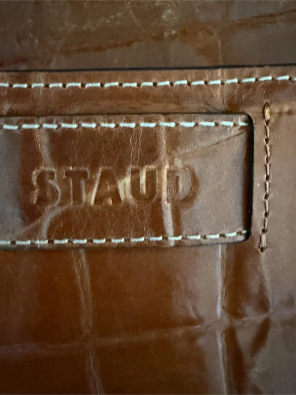 STAUD Cognac embossed shoulder bag